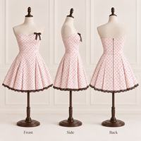 Mini-robe personnalisée pour femme, tissée, à pois, sans bretelles, avec nœud décoratif, bordure en dentelle, plissée, coupe ajustée et évasée