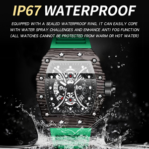 Reloj de Lujo BINBOND con Caja de Textura Cuadrada, Reloj de Cuarzo para Hombre con Correa de Silicona, Esfera Luminosa y Resistencia al Agua de 30M - Product Image 4