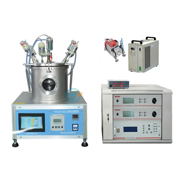 magnetron Plasma Sputtering Coater with Three Sputtering Sources and RF/DC Power Supplies - VTC-600-3HD-LD