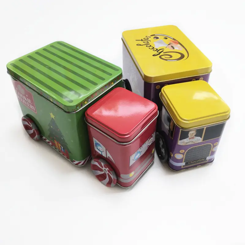 2021 New design free mold metal car shape packaging box christmas car tin box children's metal car gift box