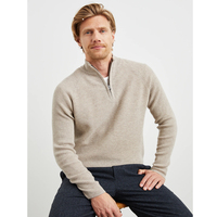 Pull-over décontracté personnalisé pour homme, en coton tricoté, avec fermeture éclair sport, col zippé quart de tour