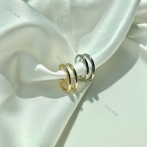 Dylam Minimalistic Double Circle Bulk Sale Chunky <b>Dainty</b> Jewelry Platinum Retainer Cuff Free Size Silver <b>Ring</b> - Product Image 4