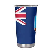 Gobelet isotherme en acier inoxydable de 20 oz personnalisé avec le drapeau national de Montserrat pour les voyages en ville, les excursions en voiture, le camping en plein air et les pique-niques