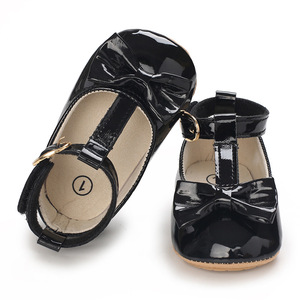 Scarpe da bambino per bambina primaverile 0-1 anno scarpe da principessa con fondo morbido in tinta unita scarpe da ragazza carine in pelle PU bowknot - Product Image 5