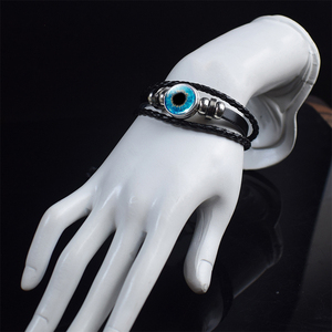 Bracciale Nero <span class=keywords><strong>Occhi</strong></span> di Drago Malvagi che si Illumina al Buio, con Cabochon in Vetro Occhio di Drago Fatto a Mano, Bracciali in Pelle Intrecciata, Gioielli Punk Cool - Product Image 4