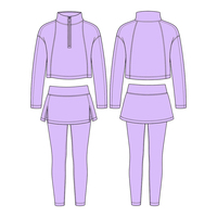 Fournisseur vérifié, ensemble de vêtements pour filles en 3 pièces, haut, jupe, leggings, ensemble ajusté, vêtements de yoga, de danse et de sport pour enfants