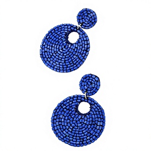 Nouvelles Boucles d'Oreilles Pendante Bleues Perlées de Haute Qualité, Style Bohème, Bijoux de Fête pour Femmes, en Résine Acrylique, pour Mariage et Soirée - Product Image 1