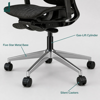 Chaise de bureau ergonomique moderne Foshan à dossier haut, pivotante, réglable, en maille noire, avec accoudoirs et repose-pieds inclinables