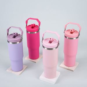 Wholesale Customized Good Quality 20oz 30oz Flip Straw Double Wall <b>Insulated</b> Stainless Steel Tumbler with Handle - Product Image 6