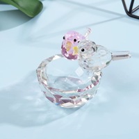 Petite figurine d'oiseau en cristal pour la décoration intérieure, boîte à bijoux artisanale gravée - Artisanat en cristal Grace pour la Saint-Valentin