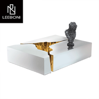 Table centrale dorée de luxe au design de tronc de racines d'arbre Table basse nordique moderne en acier inoxydable Meubles de salon