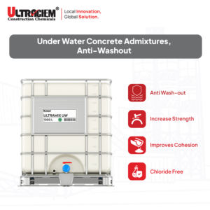 Ultrachem Ultramix UW mejora el rendimiento del hormigón formando un gel alrededor de las partículas de cemento. - Product Image 2