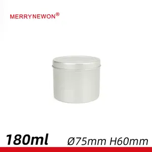 Stoples Aluminium Bulat 180G/Ml dengan Tutup Jendela, Wadah Kemasan Kelas Makanan Kaleng Logam untuk Lilin Kue Teh 180Ml 6Oz