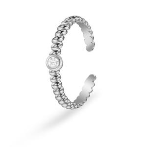 Fleur élégante française prix de gros argent or bague en acier inoxydable bagues de mariage véritable or massif 14K - Product Image 5