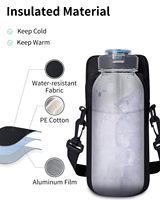 Sac à bandoulière isolé et réglable pour porte-bouteille d'eau avec poche pour téléphone à motif lettre et sangle pour sacs isothermes de randonnée