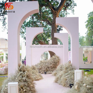 ฉากหลังงานแต่งงานกลางแจ้งแบบปรับแต่งได้ ผ้าพีวีซีสีขาว 3 มิติ สำหรับตกแต่งทางเดินและเวทีงานแต่งงาน - Product Image 1