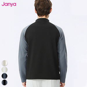 Maglietta da Allenamento Janya a Maniche Lunghe con Colori Contrastanti e Patchwork per Uomo, Collo Alto con Mezza Zip a Costine, Top Sportivo per Palestra e Fitness - Product Image 4