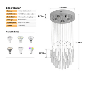 Loft apartamento escalera de cristal candelabro sala de estar comedor Bar de alta altura hueco moderno lámpara colgante de cristal - Product Image 2
