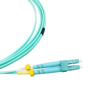 Cable de Fibra Óptica Dúplex LC a LC, OM3 OM4 Multimodo 50/125, 2 Hilos, LSZH, Azul Aqua, con Aislamiento Tensado, para FTTH