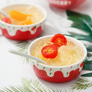 ถ้วยเซรามิกสำหรับใช้ในครัวเรือนดีไซน์แบบสตรอเบอร์รี่เป็นมิตรต่อสิ่งแวดล้อมสำหรับซอสถั่วเหลืองมัสตาร์ดร้านอาหารขนมหวานไอศครีม - Product Image 1