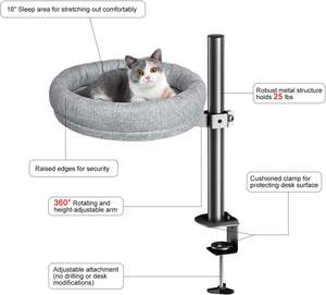 2025 nuovo arrivo Cat Bed <span class=keywords><strong>per</strong></span> scrivania regolabile in altezza 360 ° girevole perfetta scrivania rotonda Cat Bed <span class=keywords><strong>per</strong></span> scrivania - Product Image 2