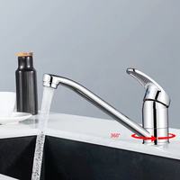 Robinet mitigeur de lavabo chromé poli à montage sur plan, avec poignée et corps en zinc, pour salle de bain