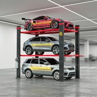 Pont élévateur de stationnement automobile à 4 poteaux, certifié CE, triple empilage, 2500 kg, 3 niveaux, déverrouillage électrique