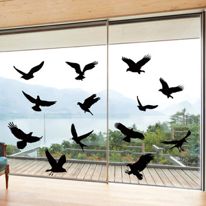 Autocollants <span class=keywords><strong>Anti</strong></span>- <span class=keywords><strong>Collision</strong></span> <span class=keywords><strong>pour</strong></span> fenêtre oiseau, décalcomanies <span class=keywords><strong>pour</strong></span> porte en verre, protège et préserve l'autocollant oiseau noir - Product Image 1