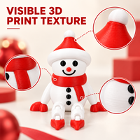 Figurine de bonhomme de neige articulée imprimée en 3D en gros, décoration de bureau rouge et blanche pour les fêtes