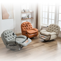 Moderner Elektrischer Einzelner Relaxsessel mit Dreh- und Schaukelfunktion, Ausziehbar und Klappbar, Holzgestell für Kleine Wohnzimmer und Balkone