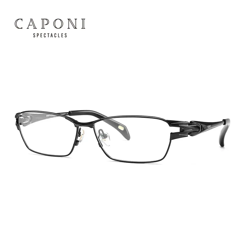 CAPONI新しいファッション男性中空アウトデザイン快適な純粋なチタンビジネスメガネフレーム光学眼鏡フレーム