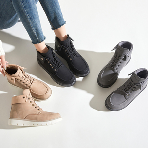 Bottes de randonnée d'hiver <span class=keywords><strong>en</strong></span> <span class=keywords><strong>cuir</strong></span> à talon plat à la mode pour hommes et femmes, conception à lacets de grande taille - Product Image 6