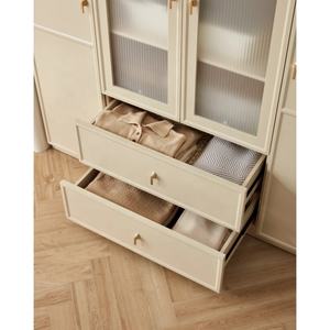 Armoire de style crème avec portes en verre cintrées et tiroirs intégrés, <span class=keywords><strong>prix</strong></span> d'usine, meubles de chambre modulaires personnalisés - Product Image 4