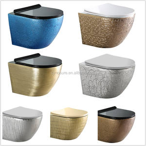 Inodoros suspendidos de cerámica Tornado sin borde, chapados en oro, con garantía de 10 años, electrochapados. - Product Image 6