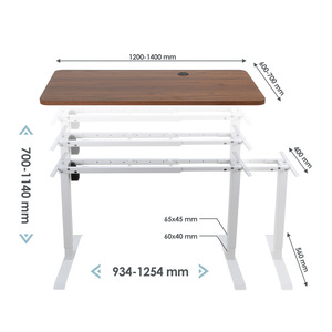 Escritorio Eléctrico de Altura Ajustable con Motor Único y Doble Columna, Marco Blanco, 1200-1400mm x 600-700mm, Escritorio para Computadora de Pie - Product Image 1