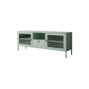 Verde porta in acciaio soggiorno mobili porta vetro TV Cabinet con un cassetto fabbrica diretta camera da letto a buon mercato arredamento - Product Image 1