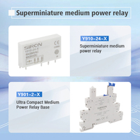 Relay Subminiatur Tipis Tertutup Elektromagnetik SiRON Y910 dengan LED 6A 12v 5v 24v, Relay Relai Din Rail dan Soket