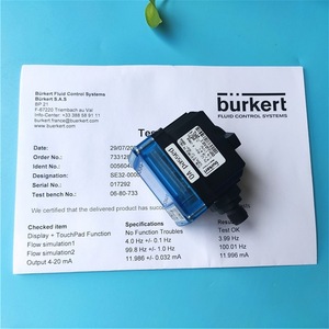 Capteur de débit Burkert 8032 4-20mA Modèle 00449694 Type de contrôle d'air en plastique Température ambiante Industrie mécanique - Product Image 2