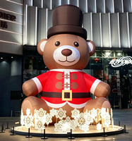 Modèle d'ours de Noël gonflable personnalisé, décoration de Noël, mascotte gonflable imperméable, ours de Noël gonflable géant de 7 m, ours de Noël gonflable de dessin animé