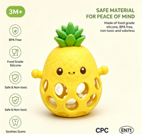 Jouet de dentition personnalisé en silicone ananas, de qualité alimentaire, souple, sensoriel, sans BPA, ergonomique, pour bébés et tout-petits