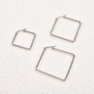 Boucles d'oreilles créoles oversize tendance en acier inoxydable, forme géométrique hexagonale lisse, bijoux d'oreille carrés irréguliers, cadeau pour femme - Product Image 5