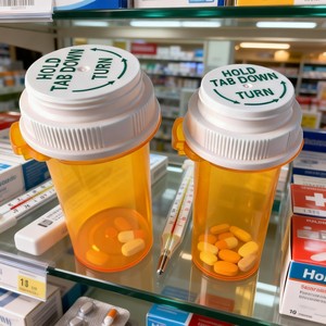 Flacons à pilules vides 13DR 20DR pour médicaments sur ordonnance, avec languette réversible et bouchon à sécurité enfant - Product Image 4