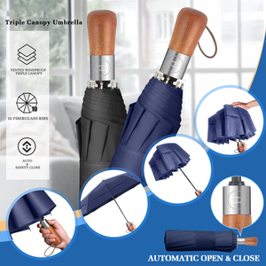 Paraguas plegable de viaje con 3 ganchos personalizados para la lluvia Paraguas automático con el logotipo - Product Image 3