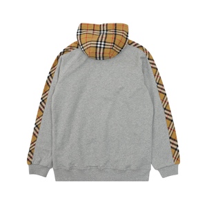 เสื้อฮู้ดดี้ผ้าฝ้ายสีเทาทรงหลวม แต่งลายปักแบบวินเทจ แขนเสื้อตัดสี ซิปยาวเต็มตัว - Product Image 6