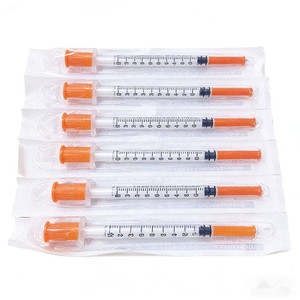 Seringue à insuline stérile jetable de qualité médicale en PP 1ml/0.5ml/0.3ml U100 avec <span class=keywords><strong>aiguille</strong></span> fixe 29G/30/31GX5/16" Seringue vétérinaire de sécurité - Product Image 5