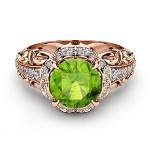 Anello da Donna con Fiore e Accento in Pietra Verde, Gioiello alla Moda - Product Image 6