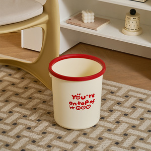 Cylindrical Trash Can Red And Black Mixed Colors Indoor Use For Home Kitchen Bathroom Toilet Large Capacity Thickened Design - Product Image 1
