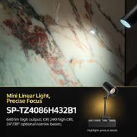 Éclairage de galerie d'art, applique murale LED 8W COB AC90-265V CRI 90 UGR 16 24/36 degrés D40xH432mm CCT commutable réglable noir
