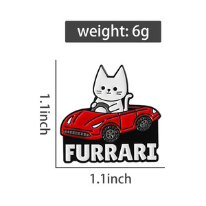 Mignon chat conduite voiture broche émail broches dessin animé chaton FURRARI voiture broches sac à dos épinglettes Badge bijoux en gros - Product Image 6