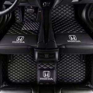 แผ่นรองพื้นรถยนต์หนังแท้สำหรับ Civic Vezel CR-V ชุดเต็ม 4/5 ชิ้น กันลื่น หนา 5 มม. พอดีอย่างสมบูรณ์แบบ ลายเพชร 3 มิติ - Product Image 2